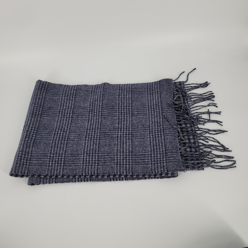 J. Crew 100% Cashmere Blue Double Sided Scarf with Fringe - Picture 6 of 7